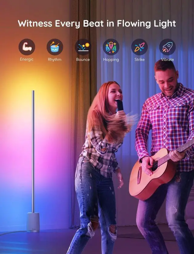 Alt view image 7 of 7 - Floor Lamp, RGBIC Lyra Color Changing Corner Lamp, Modern LED Lights with Wi-Fi App Control, 64+ Scene, DIY Modes, Music Sync, Standing Lamp, Suitable for Bedroom