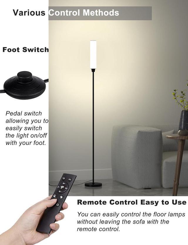 Alt view image 6 of 6 - Floor Lamps for Living Room, Upgrade Moder Floor Lamp with Remote Control, Full Range Dimming Minimalist Standing Lamp Perfect for Living Room, Bedrooms and Office (Black)