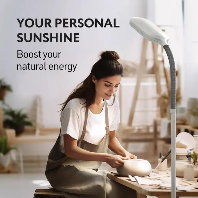 Alt view image 4 of 7 - Natural  Floor Lamp - Craft Light Standing for Reading, Crafting, Sewing 27W Full Spectrum White Bright Sunlight Adjustable Gooseneck Task Lamps Living Room, Bedroom, Office by DT