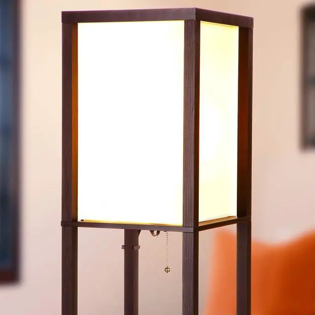 Alt view image 3 of 7 - Brightech Maxwell  Modern Shelf Floor Lamp with USB Ports, Wireless Charging & Outlet  Versatile Corner Display and Lamp with Shelves, Storage Solution for Living Room, Office, Bedroom