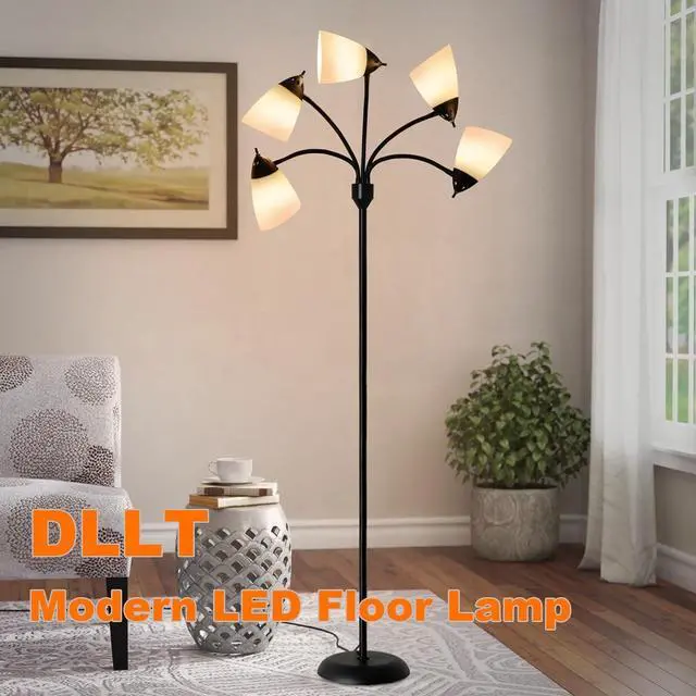 Alt view image 6 of 7 - DINGLILIGHTING Floor Lamp Tall for Room: Flexible Gooseneck Floor Lamps Standing for Bedroom Home Office - Modern Floor Lights 5-Light