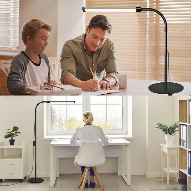 Alt view image 5 of 6 - Floor Lamp for Office,18W Super Bright LED Floor Lamp,Adjustable 2700K-6500K Colors and Dimmer,Brightness Gooseneck Standing Lamp, Adjustable Gooseneck Reading Floor Lamp for Bedroom Office Black