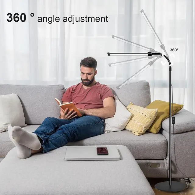 Alt view image 6 of 6 - Floor Lamp for Office,18W Super Bright LED Floor Lamp,Adjustable 2700K-6500K Colors and Dimmer,Brightness Gooseneck Standing Lamp, Adjustable Gooseneck Reading Floor Lamp for Bedroom Office Black