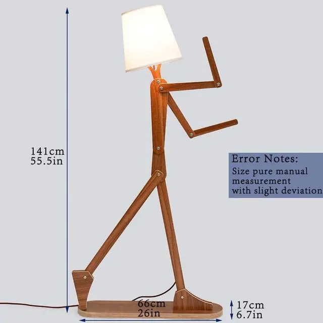 Alt view image 4 of 6 - Cute Cool Floor Lamp for Living Room Bedroom Office Farmhouse - Corner Decorative Standing Reading Light Wood Swing Arm Design Gift for Kids/Boys/Girls Room, Dorm - Bulb Included (Walnut-M)