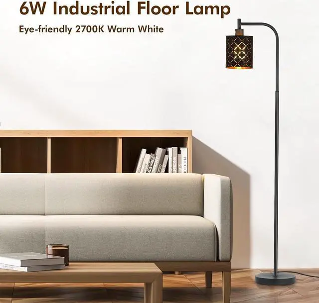 Alt view image 2 of 7 - Gothic Floor Lamp with Laser-Cutout Lampshade, LED Standing Lamp for Living Room & Bedroom, 67 Inch Black Arc Modern Farmhouse Lamp with Foot Switch, E26 Base Socket, Perfect for Magic Decor Lamps
