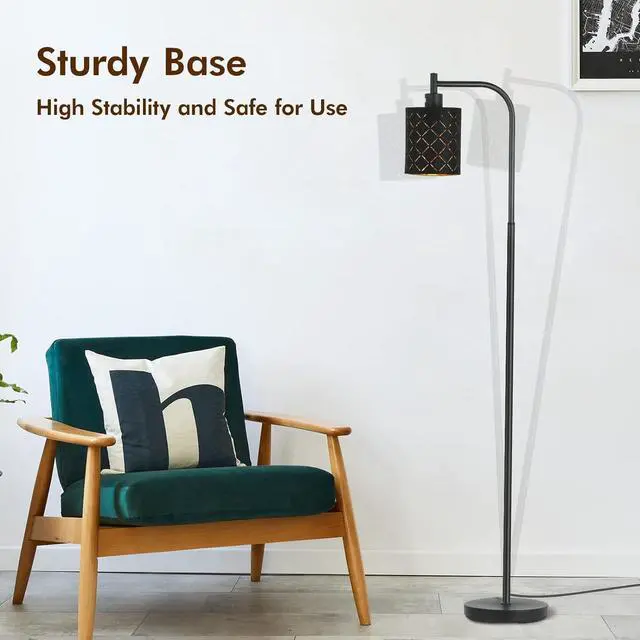 Alt view image 5 of 7 - Gothic Floor Lamp with Laser-Cutout Lampshade, LED Standing Lamp for Living Room & Bedroom, 67 Inch Black Arc Modern Farmhouse Lamp with Foot Switch, E26 Base Socket, Perfect for Magic Decor Lamps