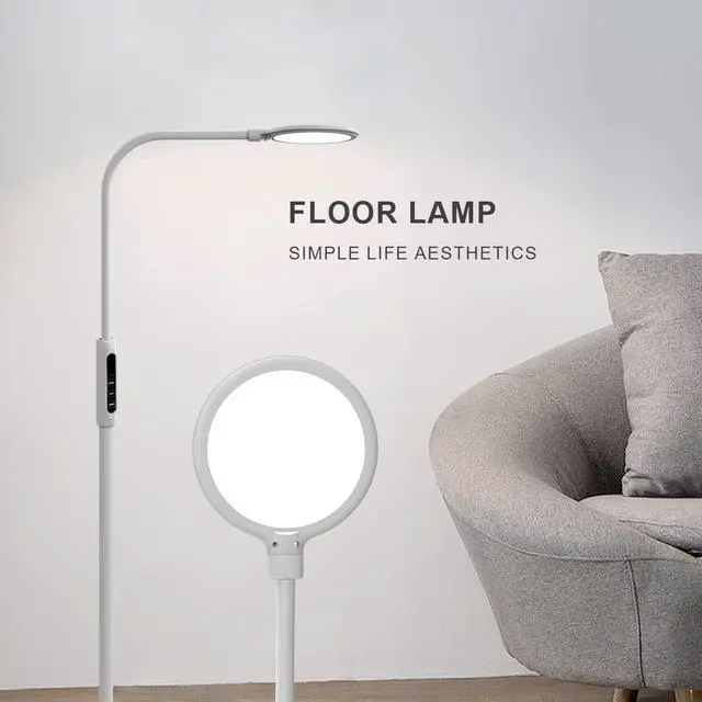 Alt view image 2 of 7 - Syrinx 3 in 1 LED Floor Lamp, Desk Lamp, Clamp-on Lamp With Remote Control, 5 Brightness Levels & 5 Colors Temperatures, Dimmable, Adjustable Gooseneck Pole Lamp for Living Room Office Bedroom - White