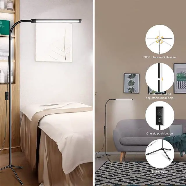 Alt view image 3 of 7 - Bright LED Floor Lamp Adjustable Gooseneck Standing Eyelash Light for Eyelash Extensions Facial Spa Salon Makeup Task Reading lamp