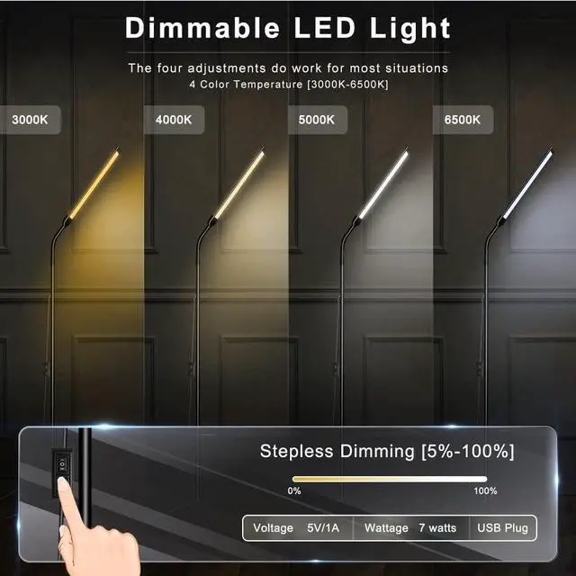 Alt view image 7 of 7 - Bright LED Floor Lamp Adjustable Gooseneck Standing Eyelash Light for Eyelash Extensions Facial Spa Salon Makeup Task Reading lamp