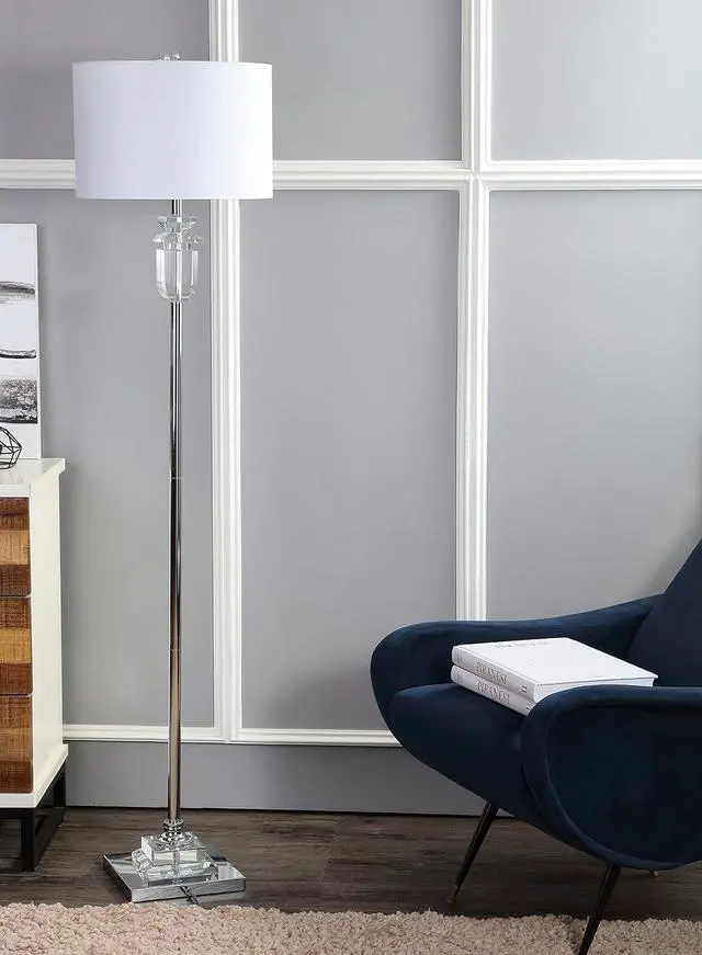 Alt view image 6 of 6 - JONATHAN Y JYL1046A Aria 63" Crystal/Metal LED Floor Lamp Contemporary,Glam,Transitional for Bedrooms, Living Room, Office, Reading, Clear/Chrome