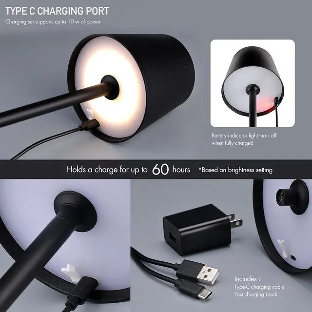 Alt view image 7 of 7 - OBright Sandy- Cordless LED Floor Lamp for Outdoor/Indoor, Rechargeable, Water Resistant, Dimmable, Carry Light, Adjustable Height Stand Lamp for Patio, Living Room, Bedside, Table Night Lamp, Black