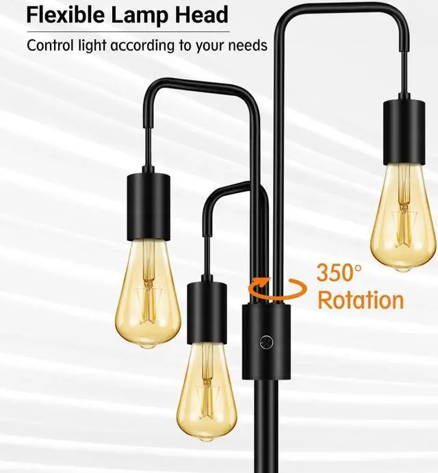 Alt view image 3 of 7 - BoostArea Industrial Floor Lamp for Living Room,Modern Standing Lamp Stand Up Lamp with 3 Light, Bulbs Not Included,Simple Design Floor Lamp for Bedroom, Living Room, Office, Kids Room, Reading
