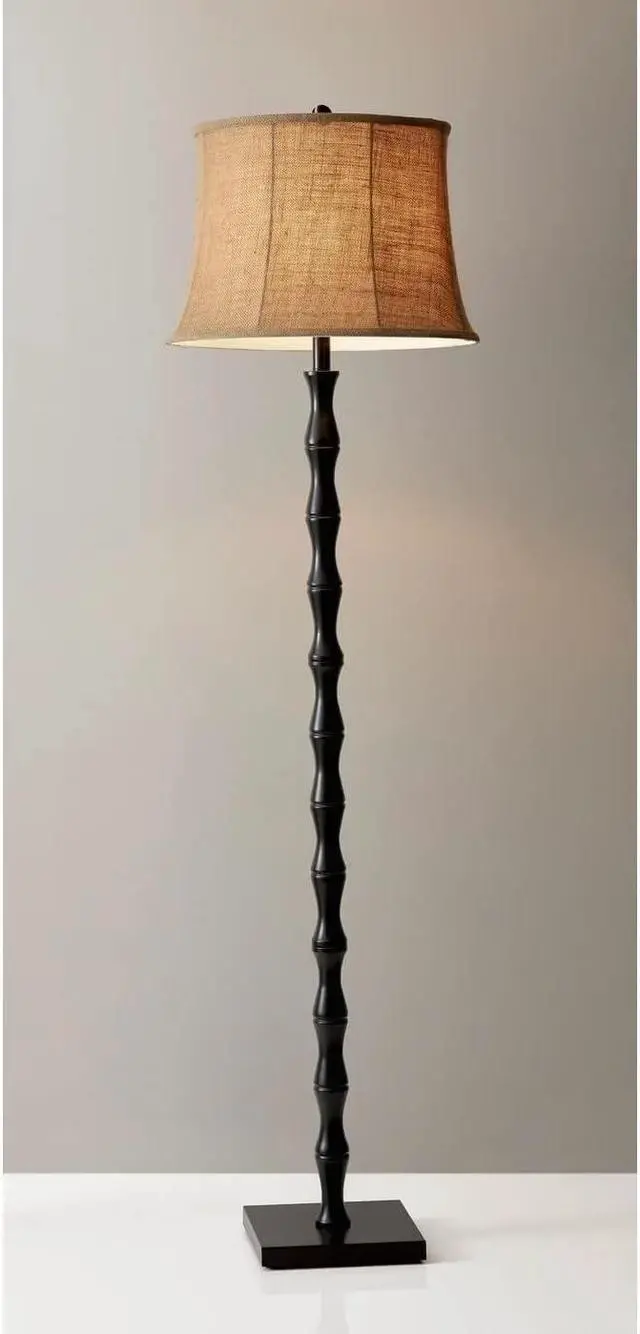 Alt view image 5 of 6 - Adesso 1523-01 Stratton Floor Lamp, 62 in., 2 x 150 W Incandescent/CFL, Black/Brown, 1 Black Lamp