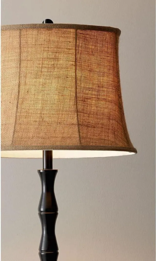 Alt view image 4 of 6 - Adesso 1523-01 Stratton Floor Lamp, 62 in., 2 x 150 W Incandescent/CFL, Black/Brown, 1 Black Lamp