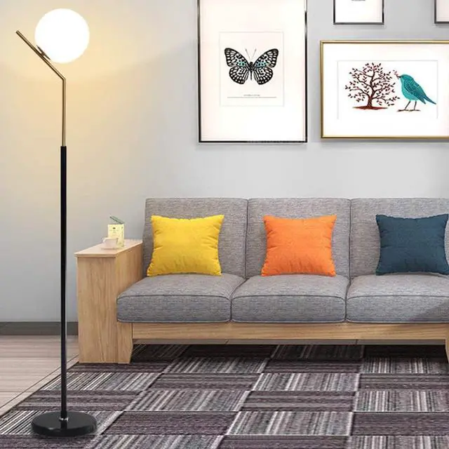 Alt view image 3 of 6 - Hsyile Lighting KU300207 Modern Creative White Glass Ball Floor Lamp for Living Room,Bedroom,Office,Hotel,1 Light