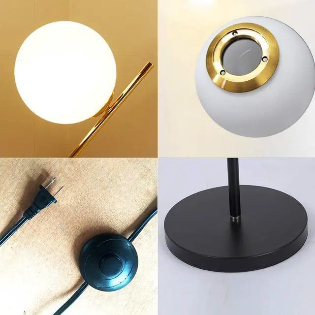 Alt view image 5 of 6 - Hsyile Lighting KU300207 Modern Creative White Glass Ball Floor Lamp for Living Room,Bedroom,Office,Hotel,1 Light