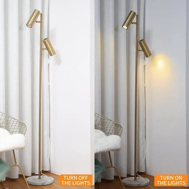 Alt view image 5 of 7 - Hsyile Lighting KU300211 Cozy Elegant Modern Creative Bedroom & Living Room Floor Lamp,Tall Pole Uplight for Office - Brass Finish - Adjustable Tree Floor Lamp with 2 Lights