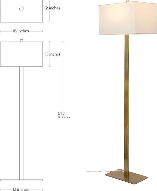 Alt view image 2 of 7 - Brightech Stella Mid-Century Modern Standing Lamp, Contemporary Lamp for Living Rooms & Offices, LED Floor Lamp for Reading and Work, Excellent Tall Lamp with Heavy Base for Living Room Décor - Brass