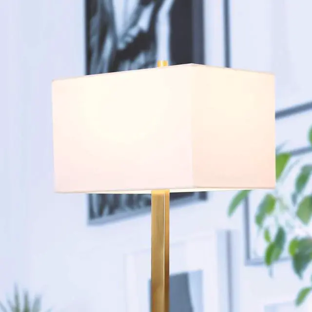 Alt view image 3 of 7 - Brightech Stella Mid-Century Modern Standing Lamp, Contemporary Lamp for Living Rooms & Offices, LED Floor Lamp for Reading and Work, Excellent Tall Lamp with Heavy Base for Living Room Décor - Brass