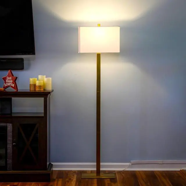 Alt view image 5 of 7 - Brightech Stella Mid-Century Modern Standing Lamp, Contemporary Lamp for Living Rooms & Offices, LED Floor Lamp for Reading and Work, Excellent Tall Lamp with Heavy Base for Living Room Décor - Brass