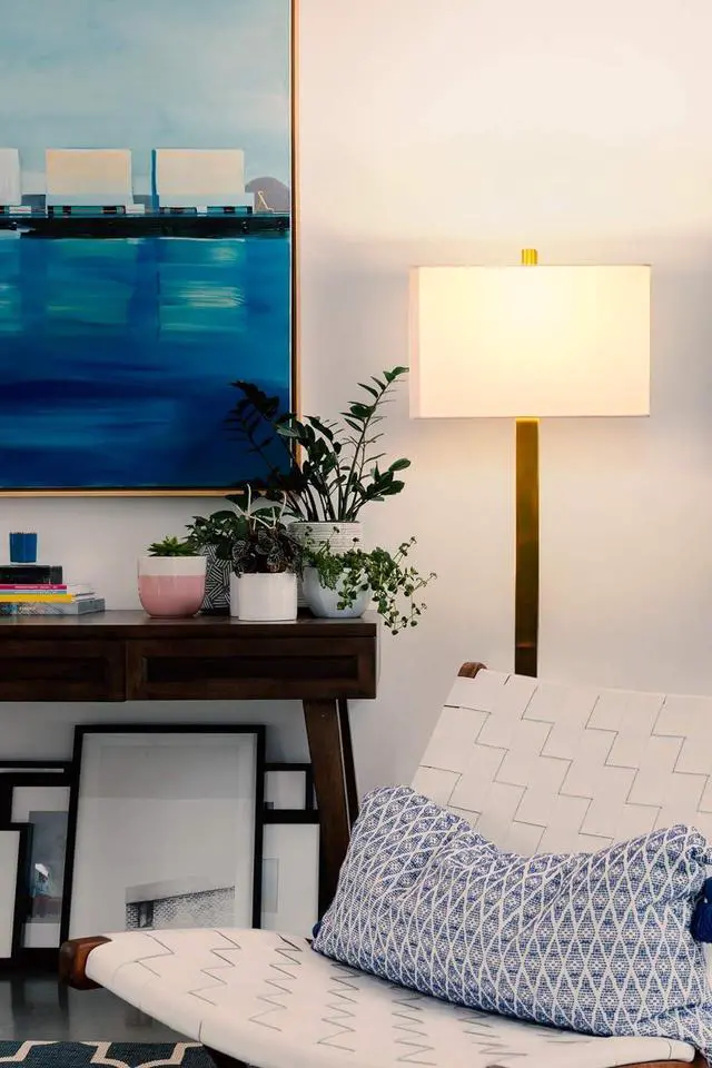Alt view image 6 of 7 - Brightech Stella Mid-Century Modern Standing Lamp, Contemporary Lamp for Living Rooms & Offices, LED Floor Lamp for Reading and Work, Excellent Tall Lamp with Heavy Base for Living Room Décor - Brass