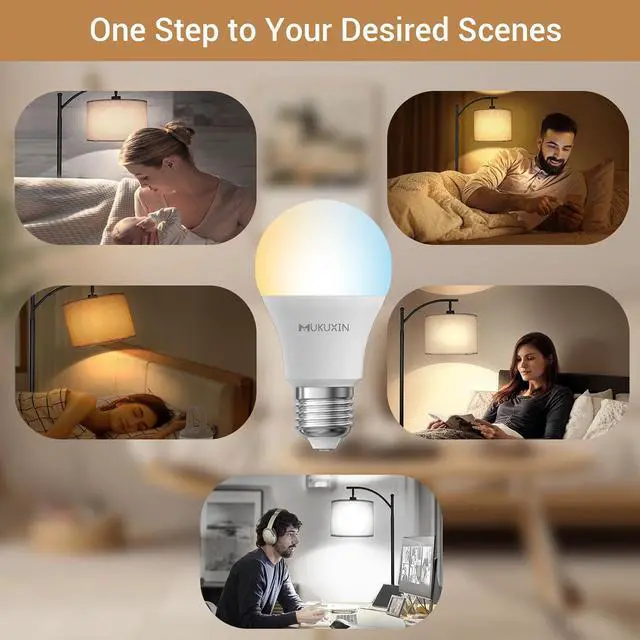 Alt view image 3 of 4 - LED Light Bulb with Remote Control, 12W LED Bulb Dimmable 3000K-6000K, 50FT Remote Distance, E26 LED Bulbs 100 Watt Equivalent, Timer & 4 Scene Modes Light Bulbs for Living Room Bedroom Office