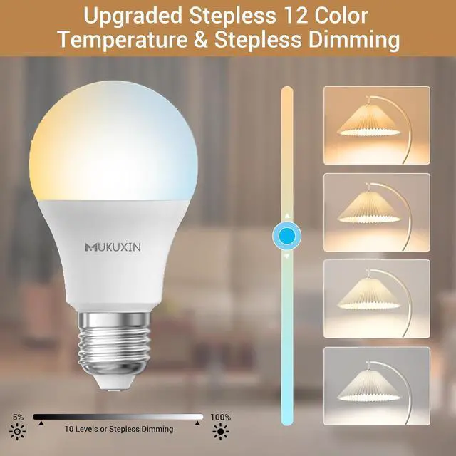 Alt view image 2 of 4 - LED Light Bulb with Remote Control, 12W LED Bulb Dimmable 3000K-6000K, 50FT Remote Distance, E26 LED Bulbs 100 Watt Equivalent, Timer & 4 Scene Modes Light Bulbs for Living Room Bedroom Office