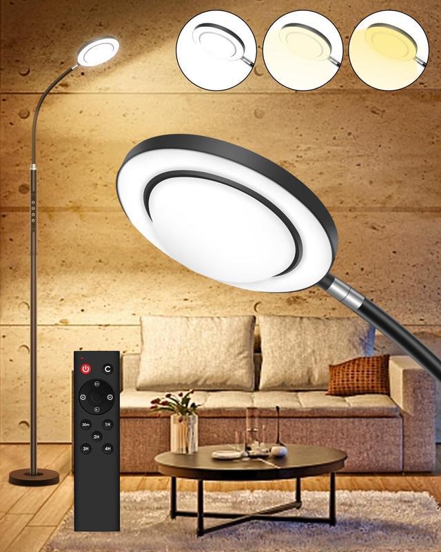 YIKBIK LED Floor Lamp for Bedroom, 24W 2400LM 74 Inch Standing Lamp with 3  Color Temperatures