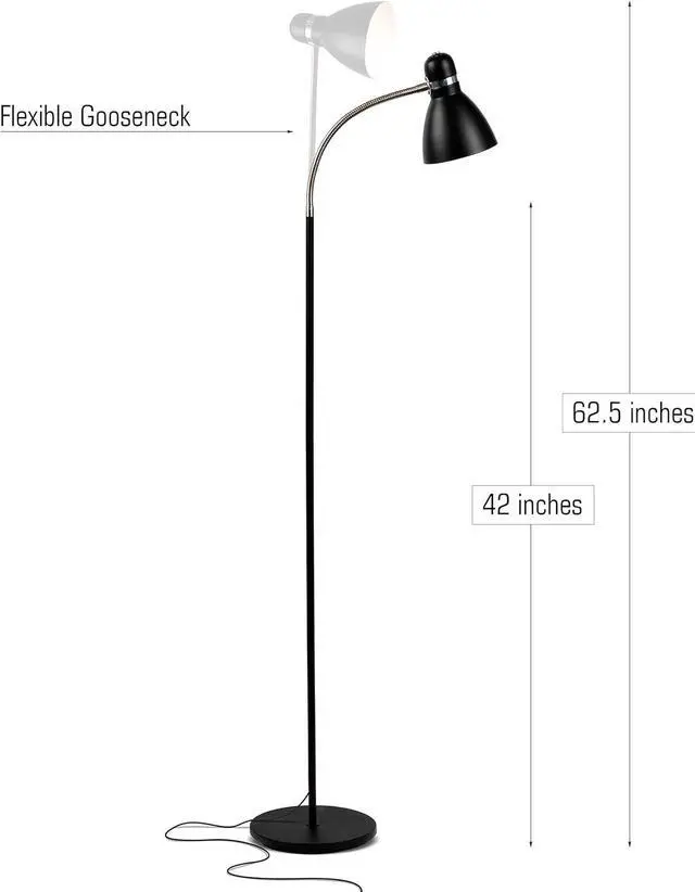 Alt view image 2 of 7 - Brightech Avery Floor Lamp, Dimmable Standing Lamp With Sturdy Base, Floor Lamp for Over Chair Bedroom Reading, Modern LED Lamp for Living Rooms, Tall Lamp for Offices, Great Living Room Decor - Black