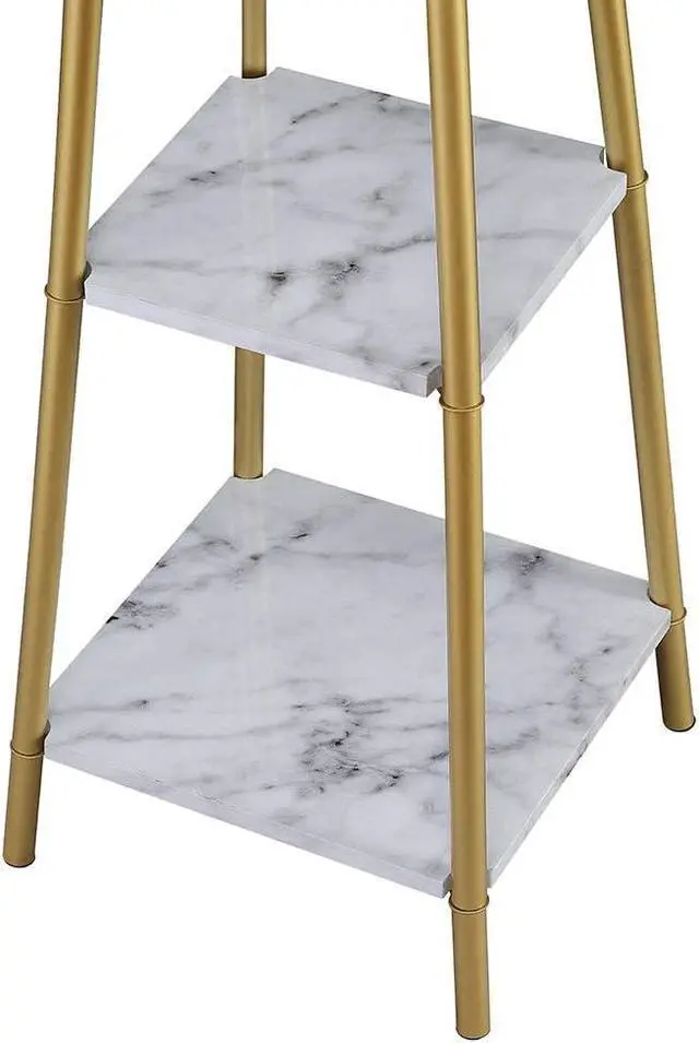 Alt view image 5 of 6 - Floor Lamp, Standing Reading Light with Shelves and Gold Shade, Modern Tall Pole Lamp, Accent Furniture Décor Lighting for Living Room, Bedrooms
