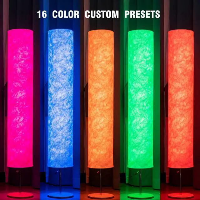 Alt view image 6 of 7 - Soft Light Floor Lamp,58" Simple Design Morden Slim RGB 16 Color Changing LED Tyvek Fabric Shade Dimmable Remote Control Standing Lamp for Living Room Bedroom Game Room (60inch-RGB Remote)