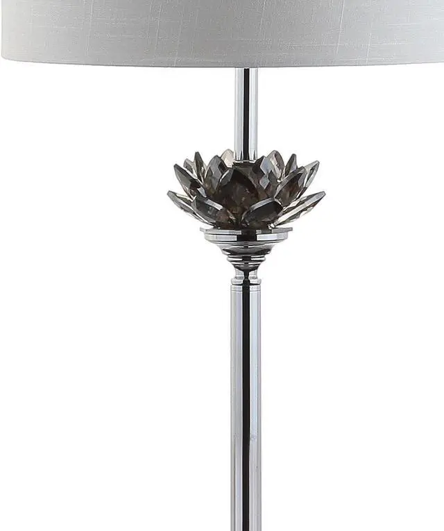 Alt view image 5 of 6 - JONATHAN Y JYL2032A Amelia Lotus 59" Crystal/Metal LED Floor Lamp Contemporary,Transitional,Traditional for Bedrooms, Living Room, Office, Reading, SmokeGray/Chrome