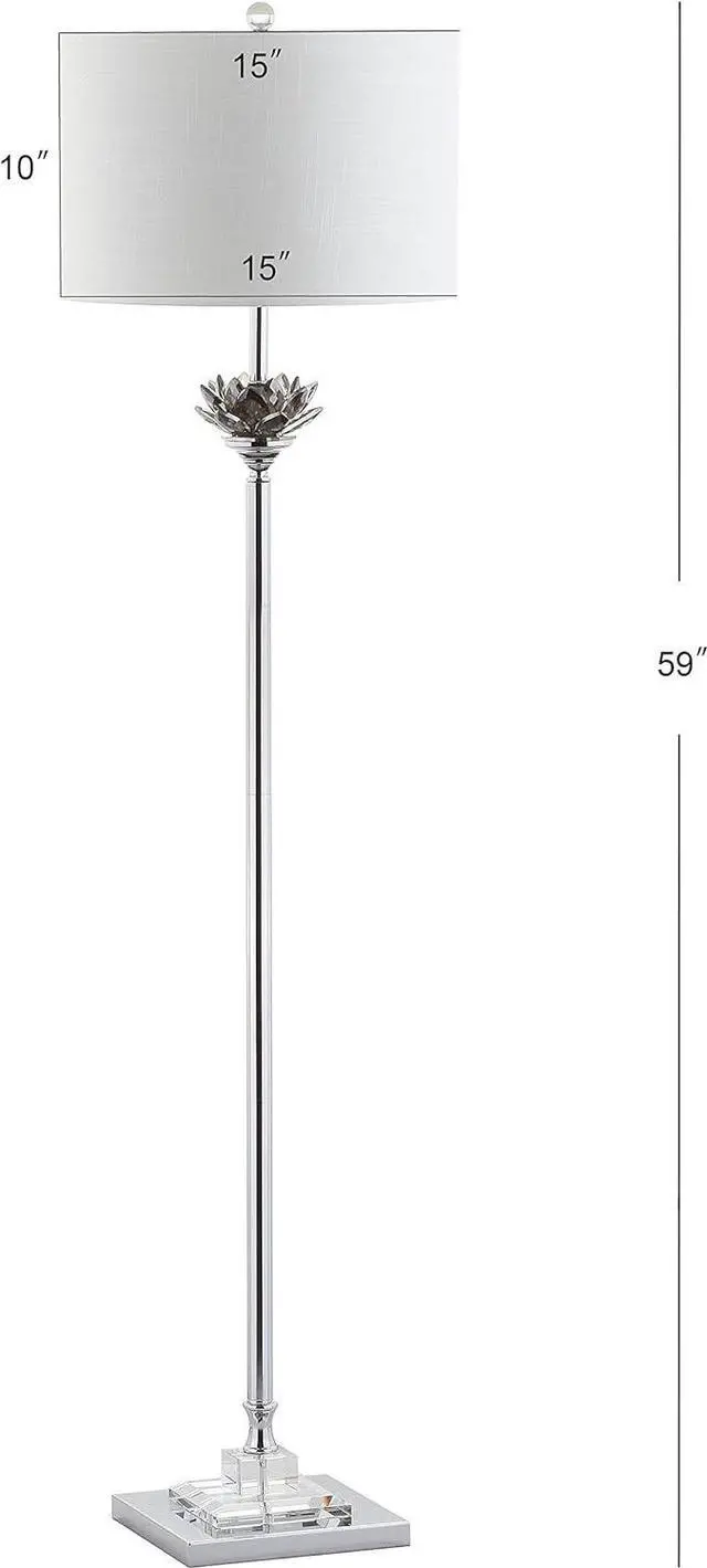 Alt view image 3 of 6 - JONATHAN Y JYL2032A Amelia Lotus 59" Crystal/Metal LED Floor Lamp Contemporary,Transitional,Traditional for Bedrooms, Living Room, Office, Reading, SmokeGray/Chrome