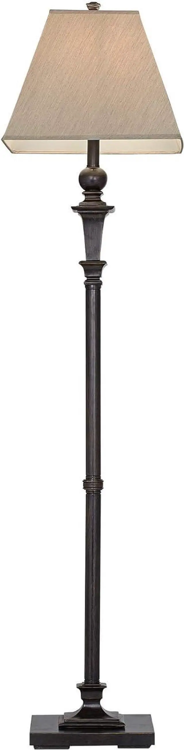 Alt view image 6 of 7 - Regency Hill Madison Country Cottage Standing Floor Lamp 59" Tall Italian Bronze Brown Metal Taupe Faux Silk Square Hardback Shade Decor for Living Room Reading House Bedroom Office