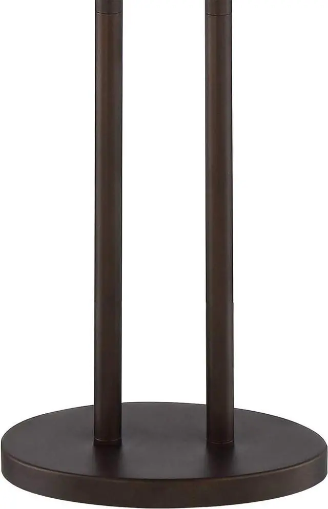 Alt view image 5 of 7 - Franklin Iron Works Roscoe Modern Standing Floor Lamp 62" Tall Oil Rubbed Bronze Brown Twin Poles White Fabric Hardback Oval Shade Decor for Living Room Reading House Bedroom Office