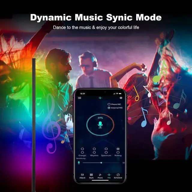 Alt view image 6 of 6 - Neoglint Corner Floor Lamp, Smart APP Control LED Corner Lamp with Music Sync, Modern Standing Lamp RGB Color Changing Ambient Lighting for Living Room Bedroom Gaming Room