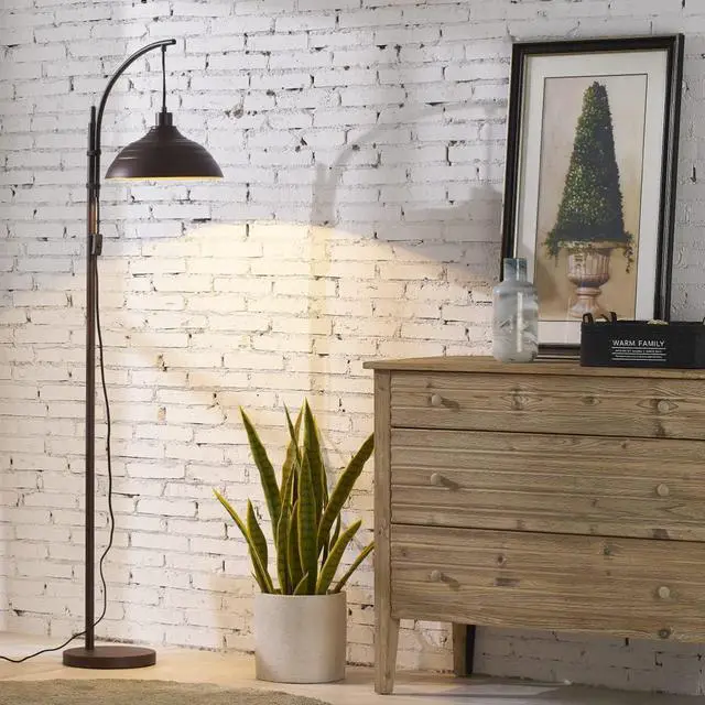Alt view image 3 of 7 - WOXXX Industrial Floor Lamp Modern Rustic Task Floor Lamp in Aged Bronze Finish, Standing Lamp Farmhouse arc Floor Lamps for Living Room Bedrooms Office Vintage Arched Bright Tall Reading lamp