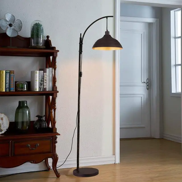 Alt view image 4 of 7 - WOXXX Industrial Floor Lamp Modern Rustic Task Floor Lamp in Aged Bronze Finish, Standing Lamp Farmhouse arc Floor Lamps for Living Room Bedrooms Office Vintage Arched Bright Tall Reading lamp