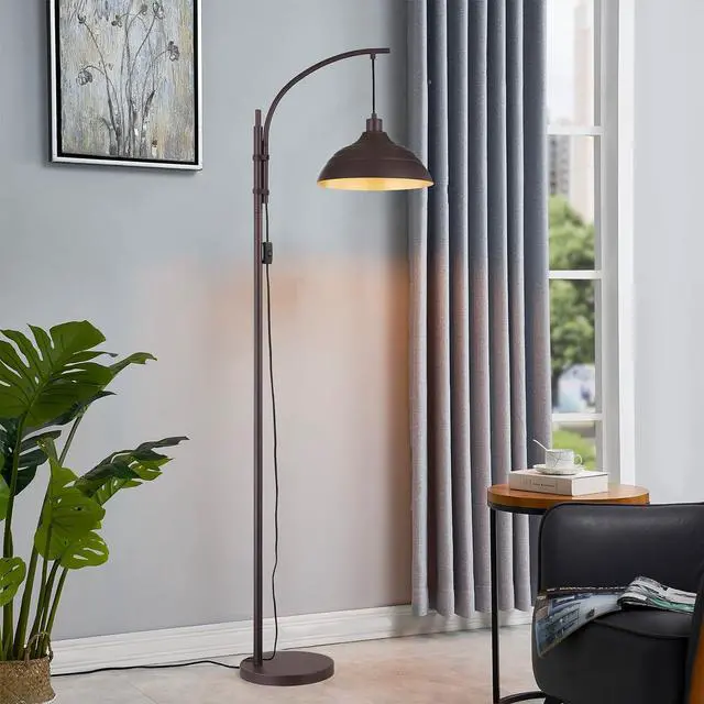 Alt view image 7 of 7 - WOXXX Industrial Floor Lamp Modern Rustic Task Floor Lamp in Aged Bronze Finish, Standing Lamp Farmhouse arc Floor Lamps for Living Room Bedrooms Office Vintage Arched Bright Tall Reading lamp