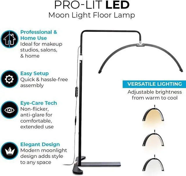 Alt view image 3 of 7 - Existing Beauty Lash Light  LED Half Moon Lamp  Adjustable Brightness Esthetician Light  Moon Light for Eyelash Techs & Lash Artists  Professional Floor Lamp