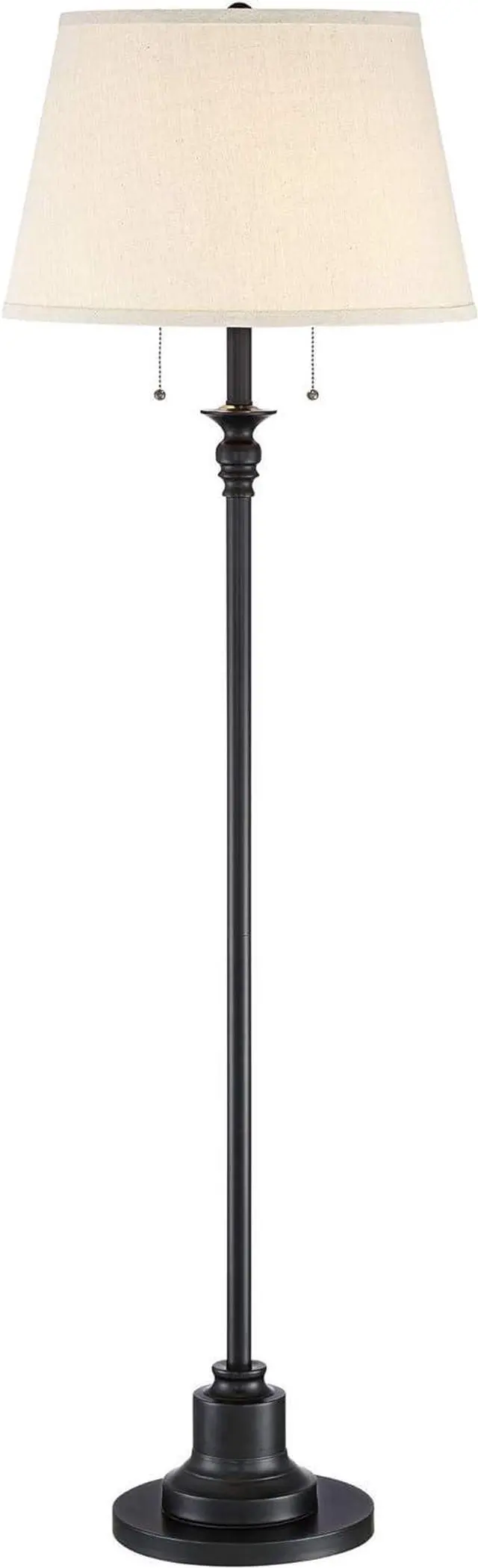 Alt view image 2 of 7 - 360 Lighting Spenser Traditional Floor Lamp Standing Exquisite 58" Tall Oiled Bronze Brown Metal Thin Column Off-White Linen Fabric Empire Shade for Living Room Reading House Bedroom Home