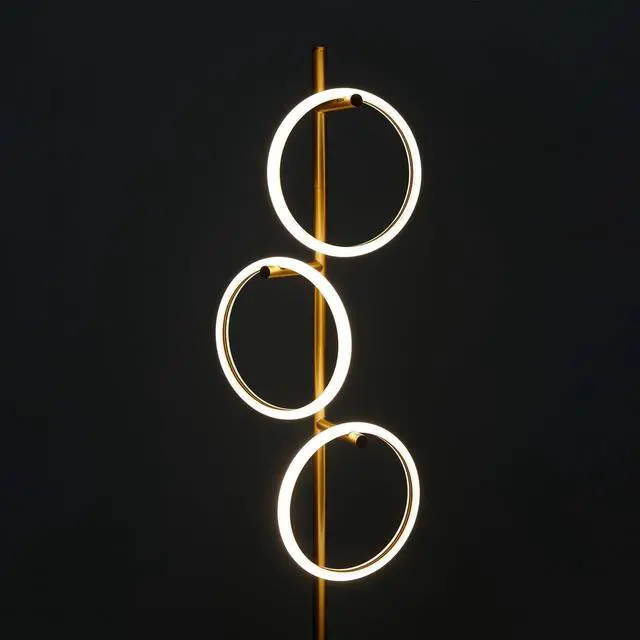 Alt view image 2 of 6 - Brightech Saturn Floor Lamp, Great Living Room Decor, Tall Contemporary Standing Tree Light for Offices, Living Rooms, with 3 LED Heads for Bedroom Reading - Gold/Brass