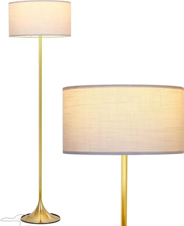 Main image of Brightech Quinn LED Floor Lamp - Modern Standing Light for Living Rooms, Offices & Bedrooms - Mid-Century Design with Heavy Base for Reading - Great Decor - Brass/Gold