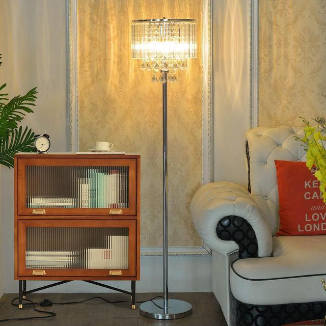 beaysyty Modern Elegance Crystal Floor Lamp, On/Off Foot Switch