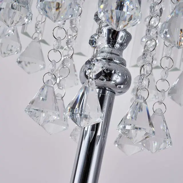 Alt view image 5 of 7 - beaysyty Modern Elegance Crystal Floor Lamp, On/Off Foot Switch, Crystal & Glass 3-Lights Standing Light, Reading Corner Lamp for Office Cafe, Den, Living Room Bedroom Chrome Finish