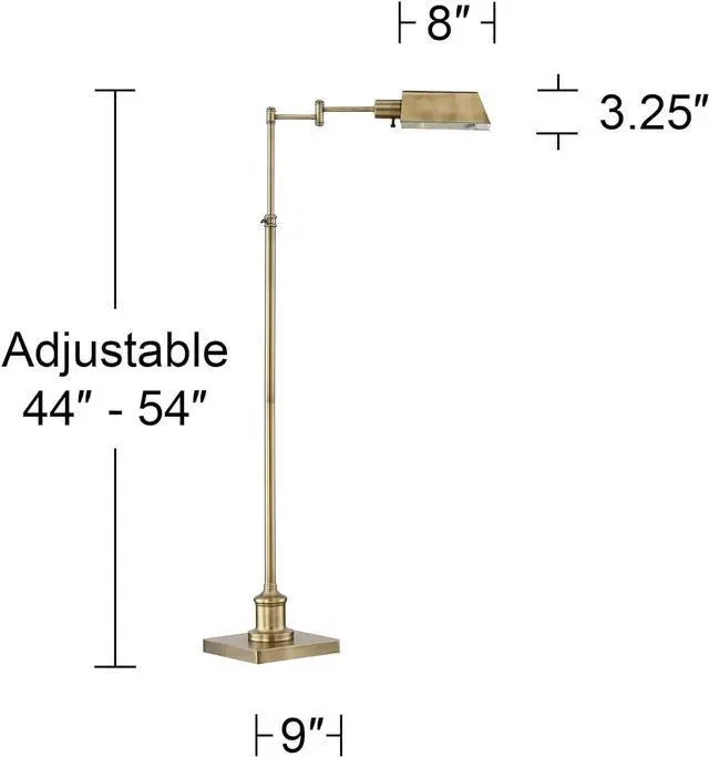 Alt view image 4 of 7 - Regency Hill Jenson Traditional Metal Adjustable Pharmacy Floor Lamp Swing Arm 54" Tall Aged Brass Metal Shade Standing Pole Light for Living Room Reading House Bedroom Home Office