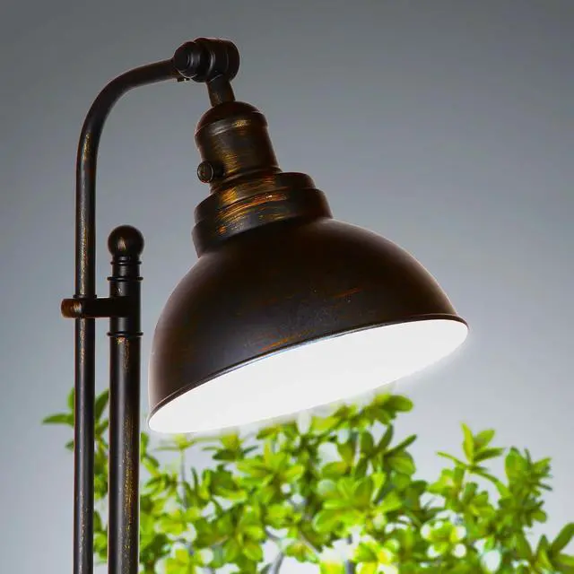 Alt view image 7 of 7 - Brightech Dylan Industrial Floor Lamp for Living Rooms & Offices, Bright LED Floor Lamp  Charming Farmhouse Floor Lamp, Adjustable Head Standing Lamp for Bedroom Reading, Stunning Living Room Decor