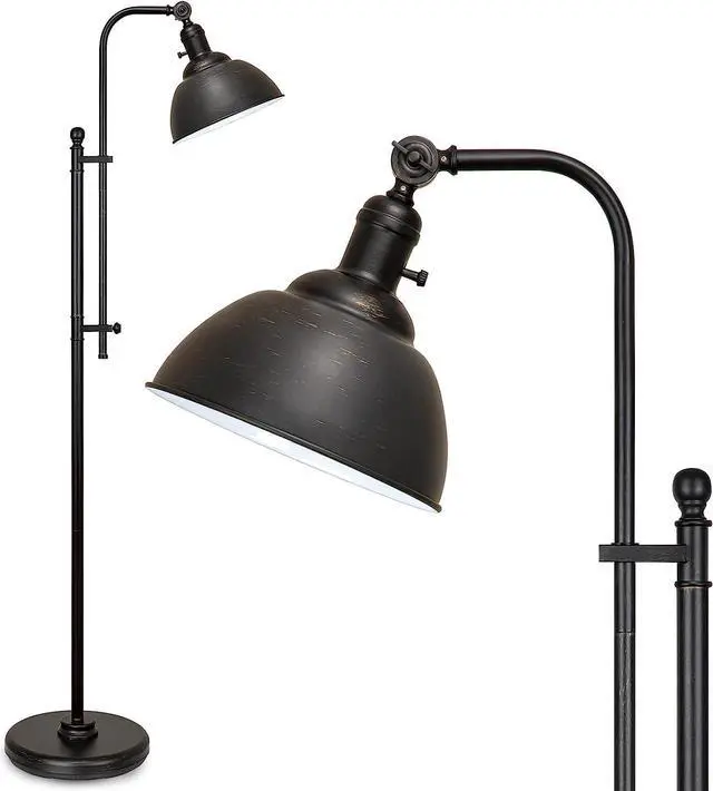 Main image of Industrial Floor Lamp, 3 Color Temperature Rustic Floor Lamps in Aged Bronze, Adjustable Height&Head Standing Reading Lamp Farmhouse Lamp