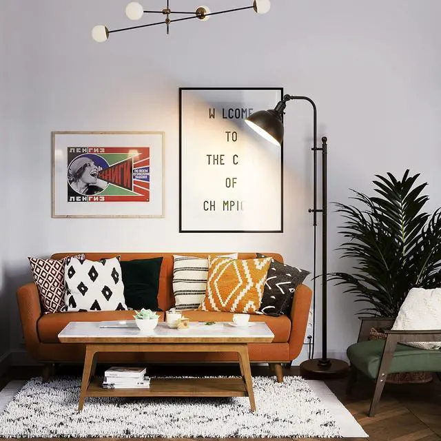 Alt view image 5 of 7 - Industrial Floor Lamp, 3 Color Temperature Rustic Floor Lamps in Aged Bronze, Adjustable Height&Head Standing Reading Lamp Farmhouse Lamp