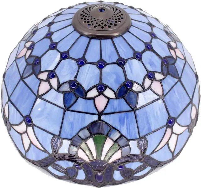 Alt view image 2 of 7 - WERFACTORY Tiffany Floor Lamp Blue Purple Baroque Stained Glass Standing Reading Light 16X16X64 Inches Antique Pole Corner Lamp Decor Bedroom Living Room Home Office S003C Series